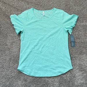 Passport Small Size 6-8 Mint Short Butterfly Sleeve Lightweight Shirt Top Blouse